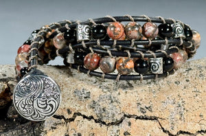 BB16 Black multicolor double-wrap bracelet