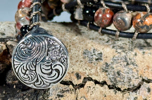 BB16 Black multicolor double-wrap bracelet