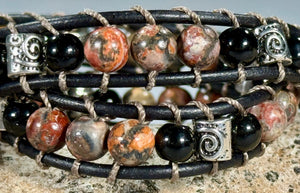 BB16 Black multicolor double-wrap bracelet