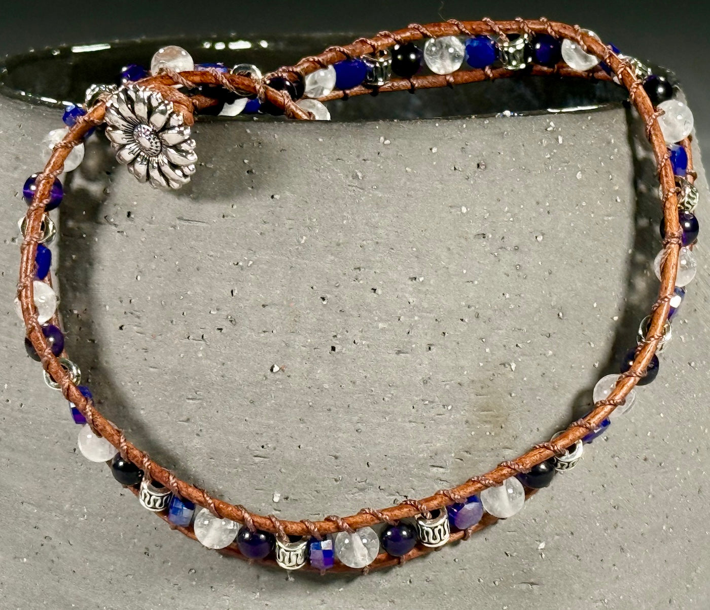 BB17 Purple and white double-wrap bracelet