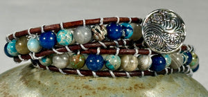 BB18 Blue and grey double-wrap bracelet