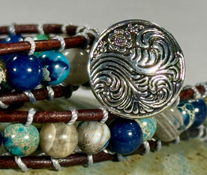 BB18 Blue and grey double-wrap bracelet