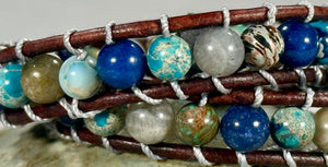 BB18 Blue and grey double-wrap bracelet