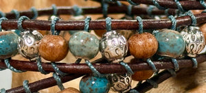 BB19 Blue and brown double-wrap bracelet