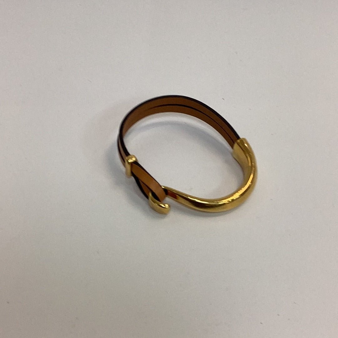 Leather Gemstone Bracelet--size 6.5