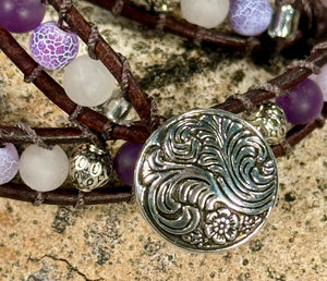 BB1 Amethyst and silver double-wrap bracelet