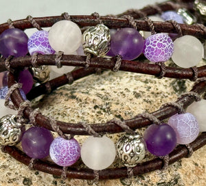 BB1 Amethyst and silver double-wrap bracelet