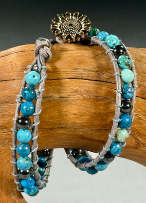 BB22 Blue double-wrap bracelet
