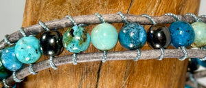 BB22 Blue double-wrap bracelet