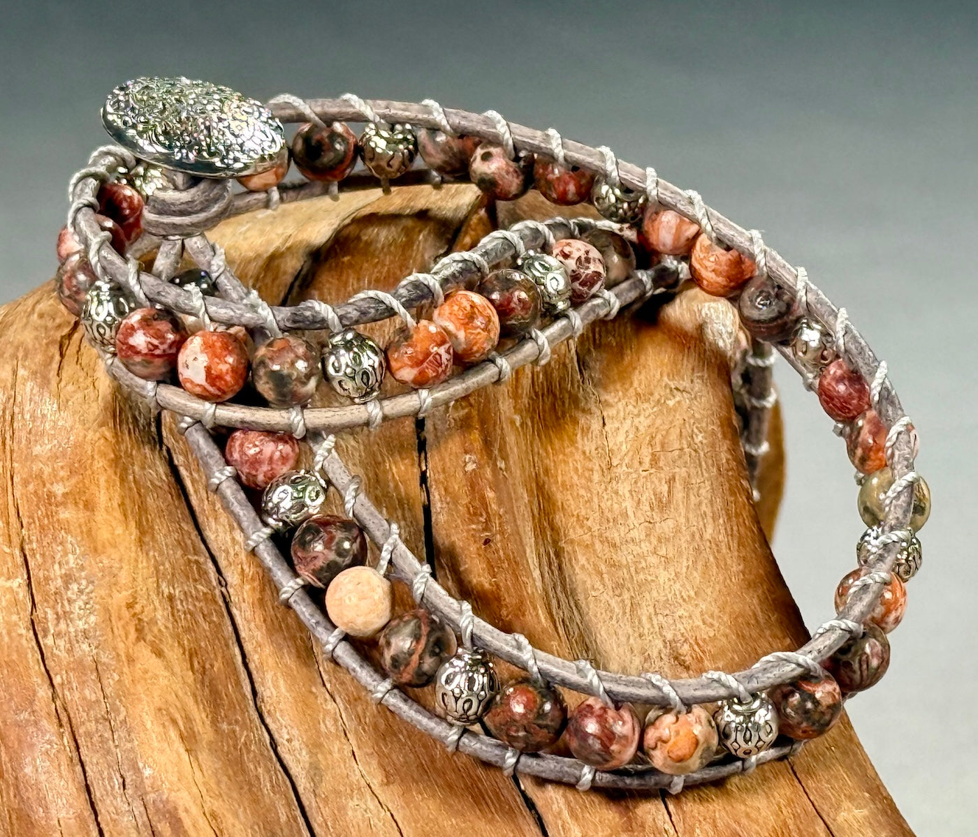 BB24 Multicolor jasper double-wrap bracelet