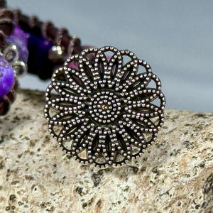 BB25 Purple and Flowers double-wrap bracelet