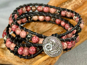 BB27 Pink and black double-wrap bracelet