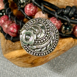 BB27 Pink and black double-wrap bracelet