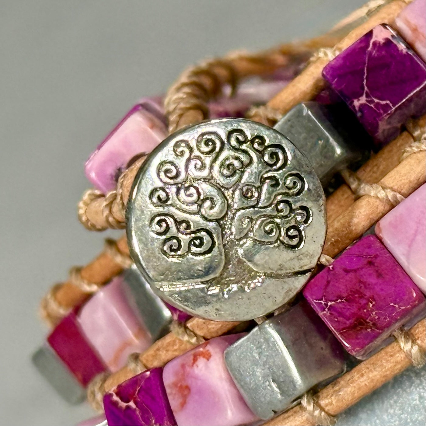 BB28 Pink and purple square double-wrap bracelet