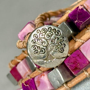 BB28 Pink and purple square double-wrap bracelet