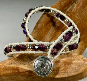 BB2 Purple and silver double-wrap bracelet