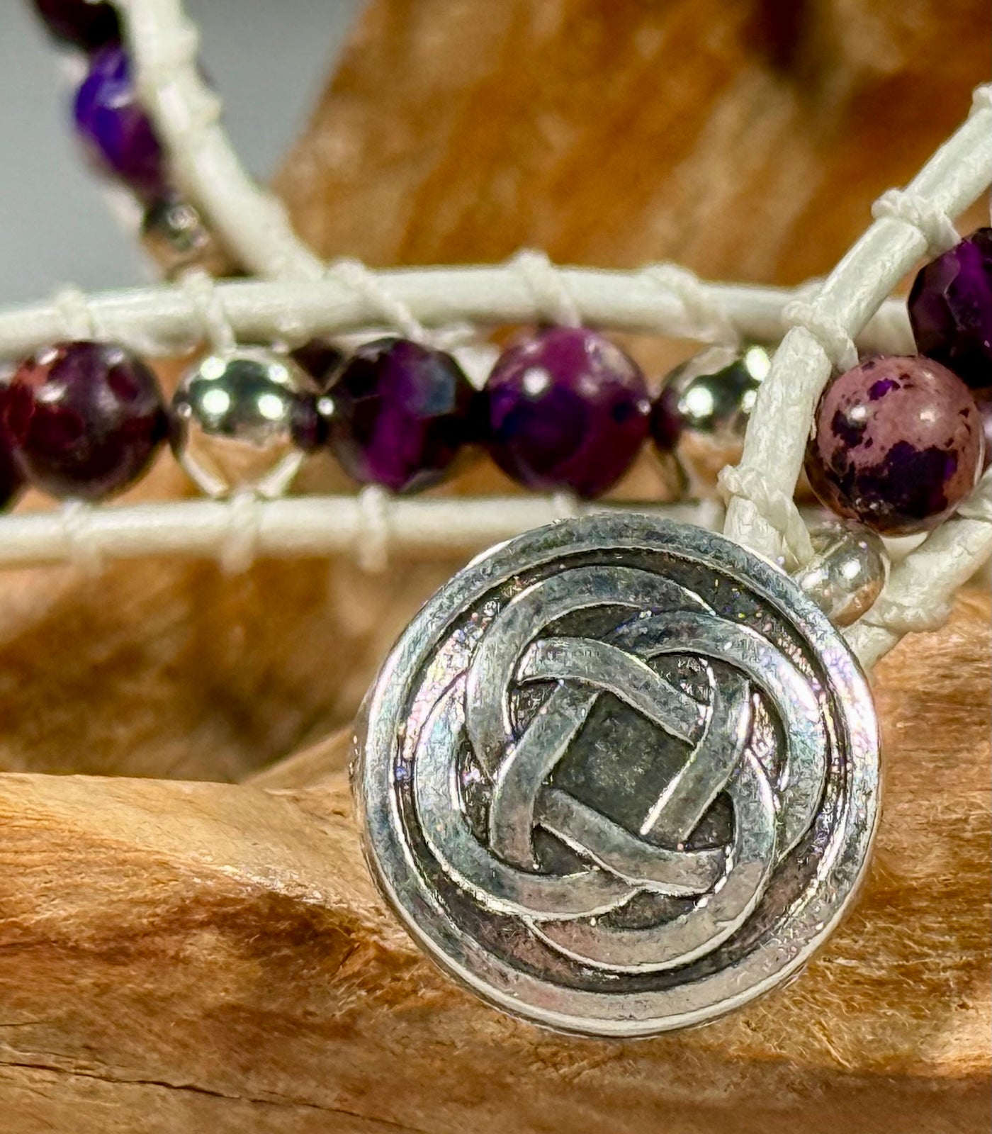 BB2 Purple and silver double-wrap bracelet