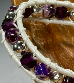 BB2 Purple and silver double-wrap bracelet