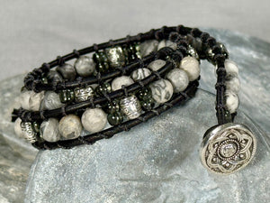 BB31 Grey and black double-wrap bracelet