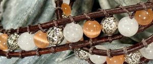 BB3 Orange, white, and silver double-wrap bracelet