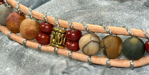 BB5 Matte jasper and gold  double-wrap bracelet