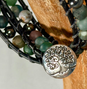 BB6 Matte jasper and hematite double-wrap bracelet