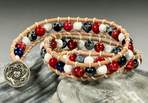 BB8 Red, white, and blue double-wrap bracelet