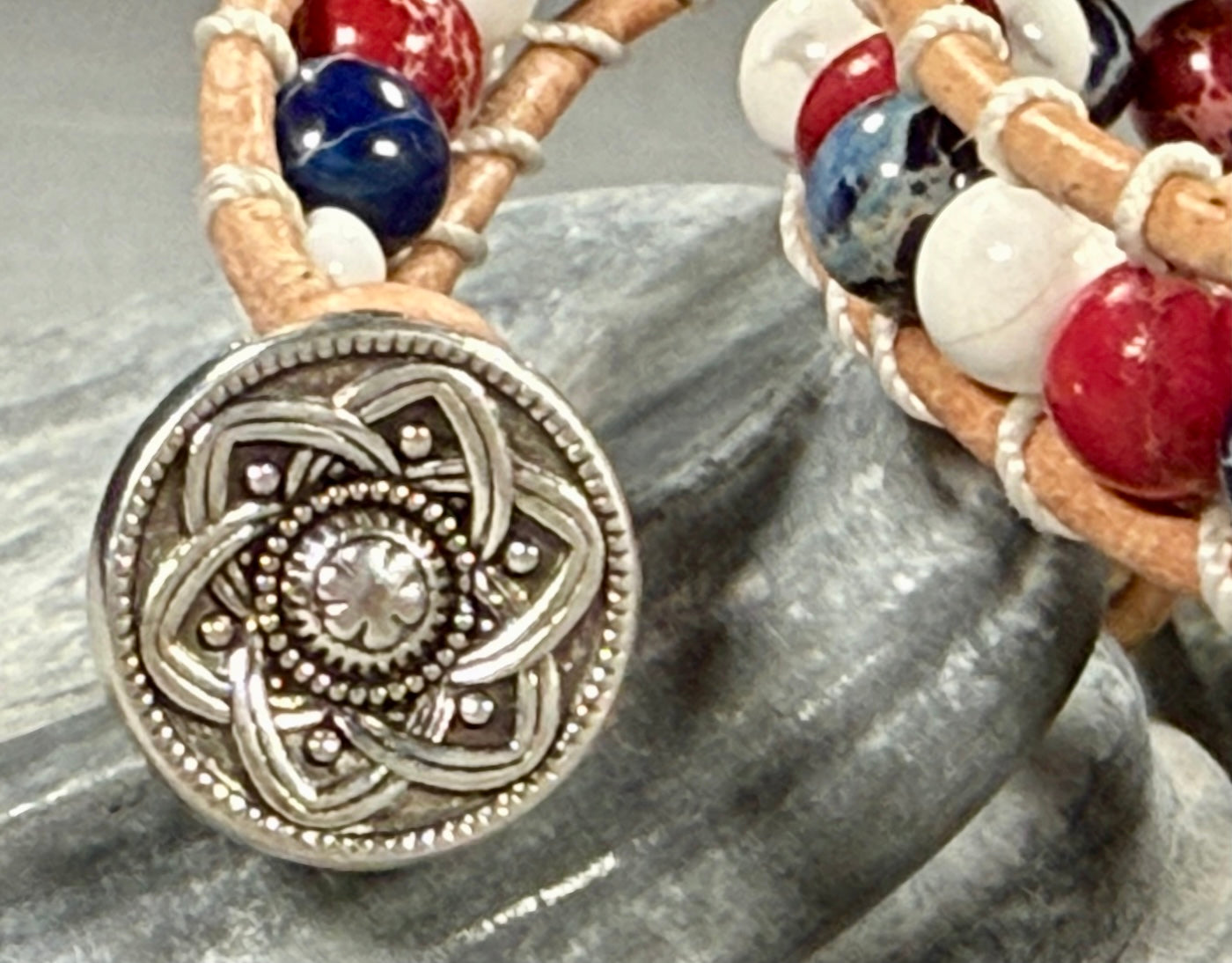 BB8 Red, white, and blue double-wrap bracelet