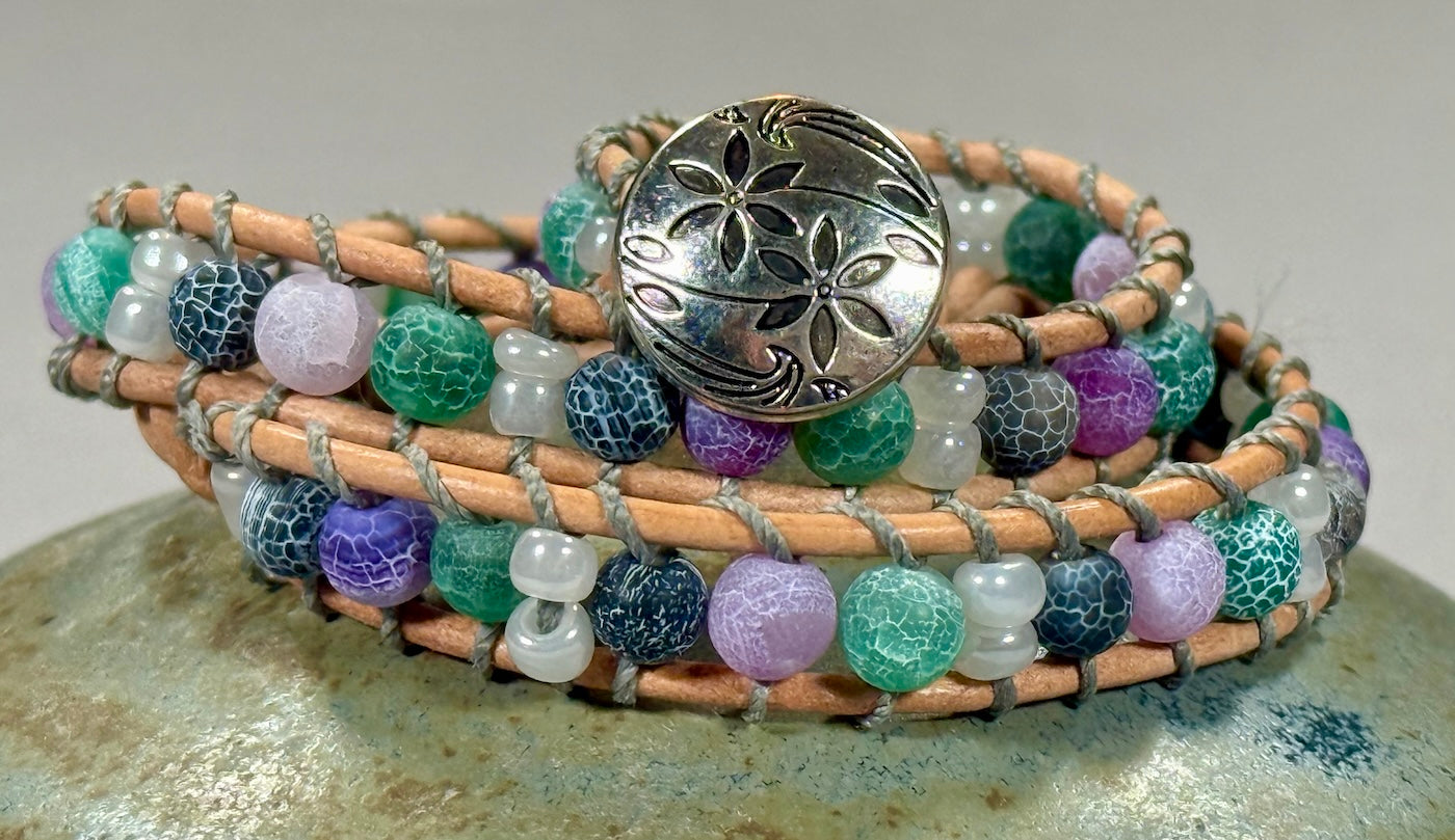 BB9 Purple, green, and blue double-wrap bracelet