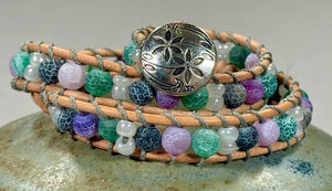 BB9 Purple, green, and blue double-wrap bracelet