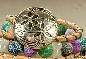 BB9 Purple, green, and blue double-wrap bracelet