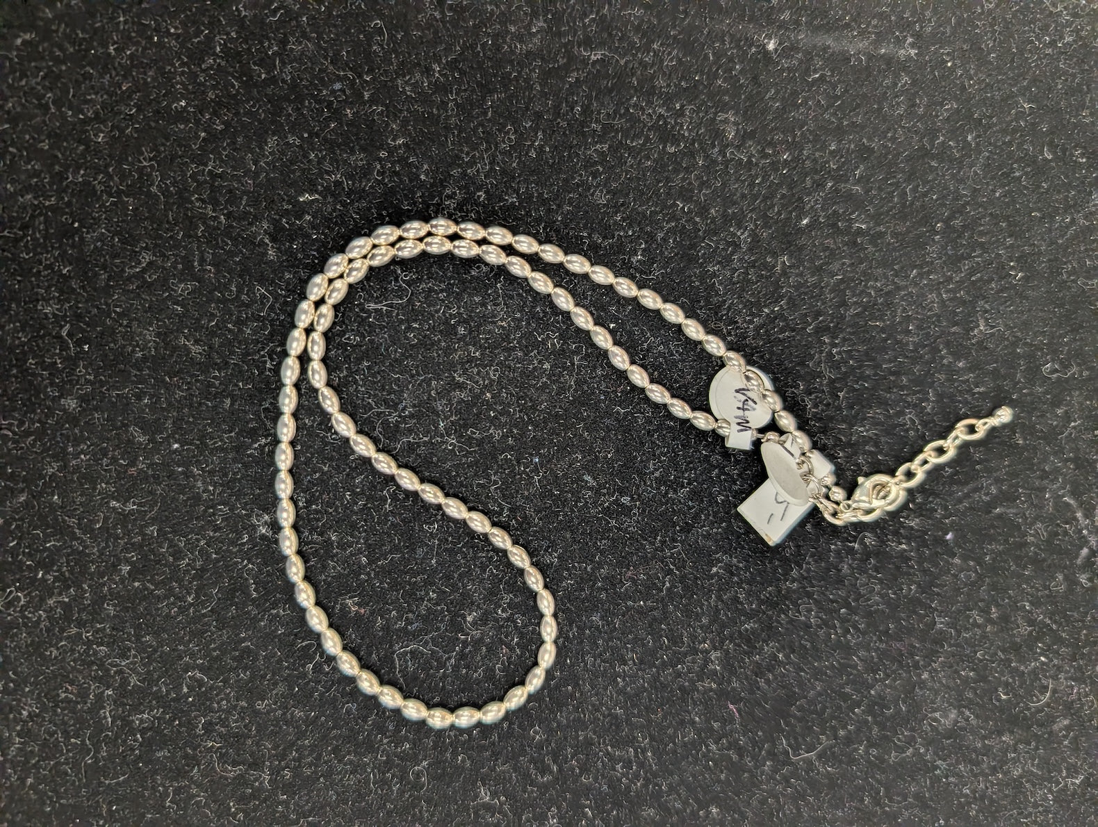 Base metal silver necklace