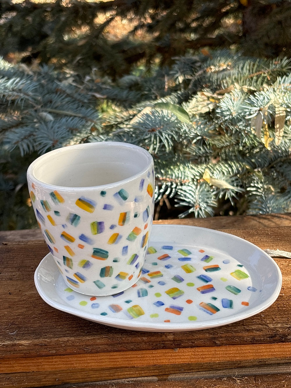 Bathroom tray and glass set