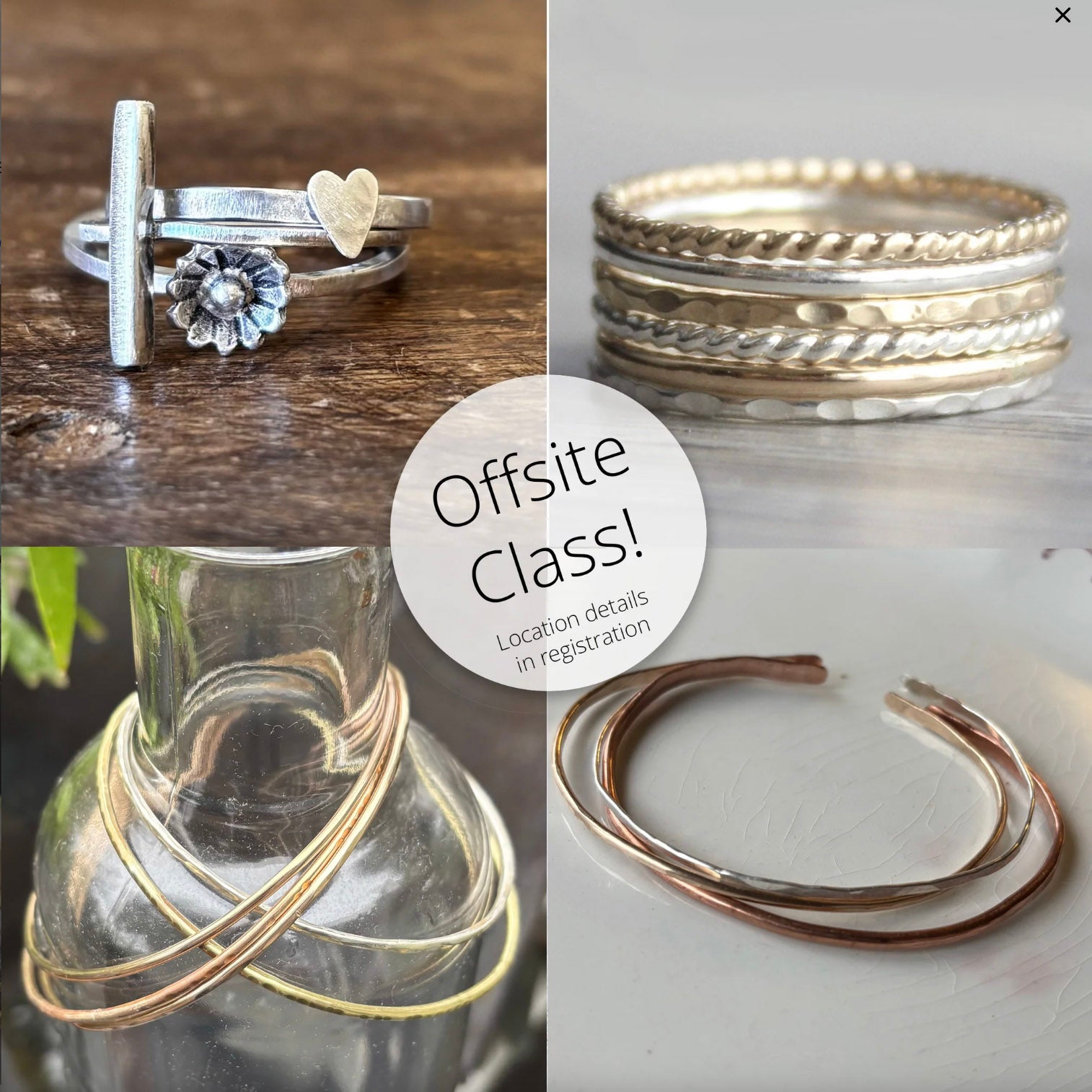 Offsite Stack it Up! Stacking Rings & Bangles Jewelry Making Class Sat. 5.30.26 @ 10a