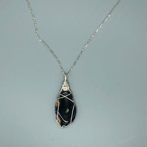 Black Agate wired necklace