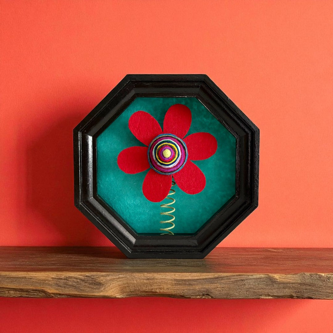 Black Frame with One Red Flower