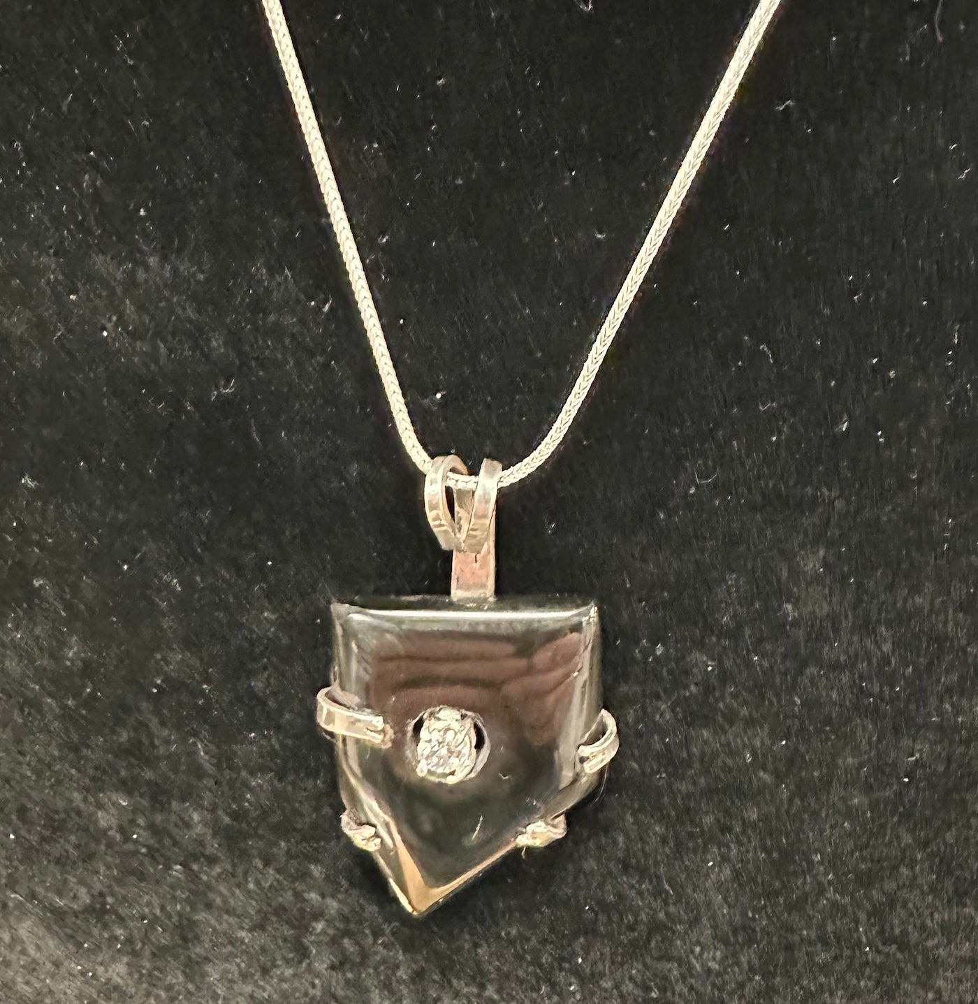 Black Jade with Cubic Zirconia Necklace