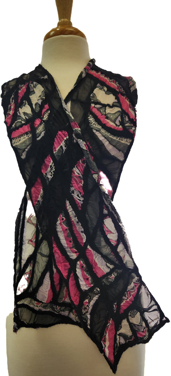 Black, White, and Pink Nuno Scarf
