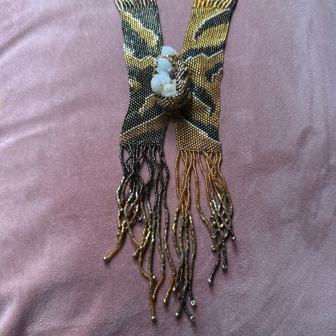 Black and Gold Quartz Necklace