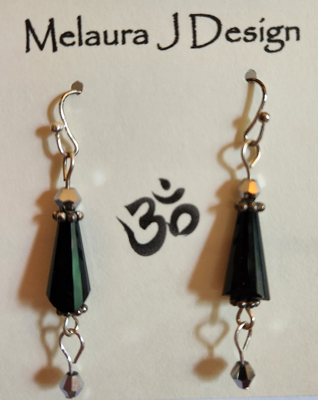 Earrings-Black crystal column