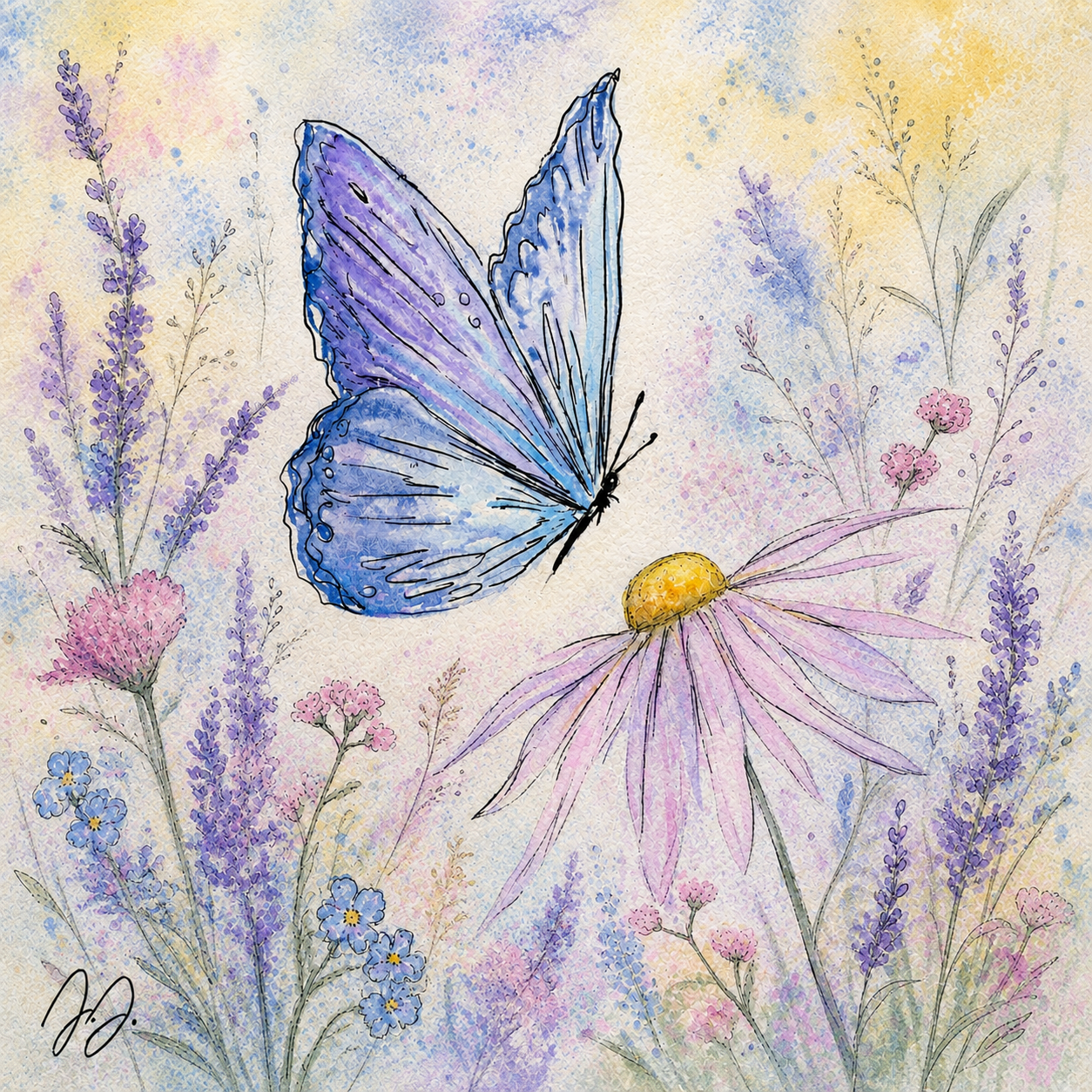 Bloom and Flutter-Summer Garden Mixed Media Art Class Fri. 9.25.26 @ 2:00PM
