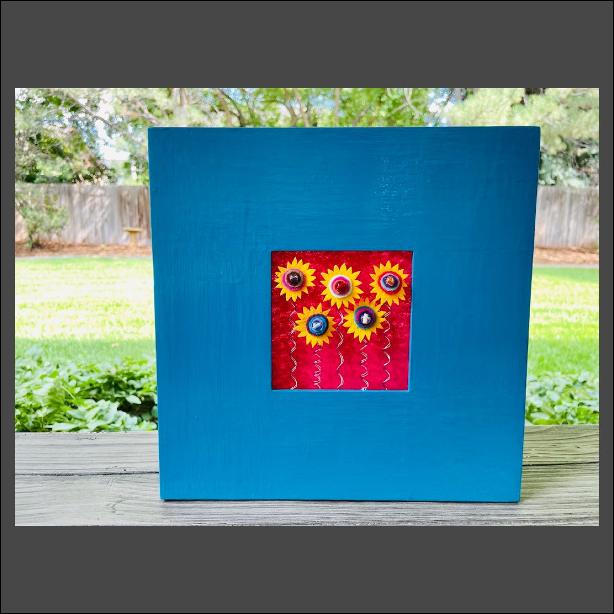 Blue Frame with 5 Yellow Flowers