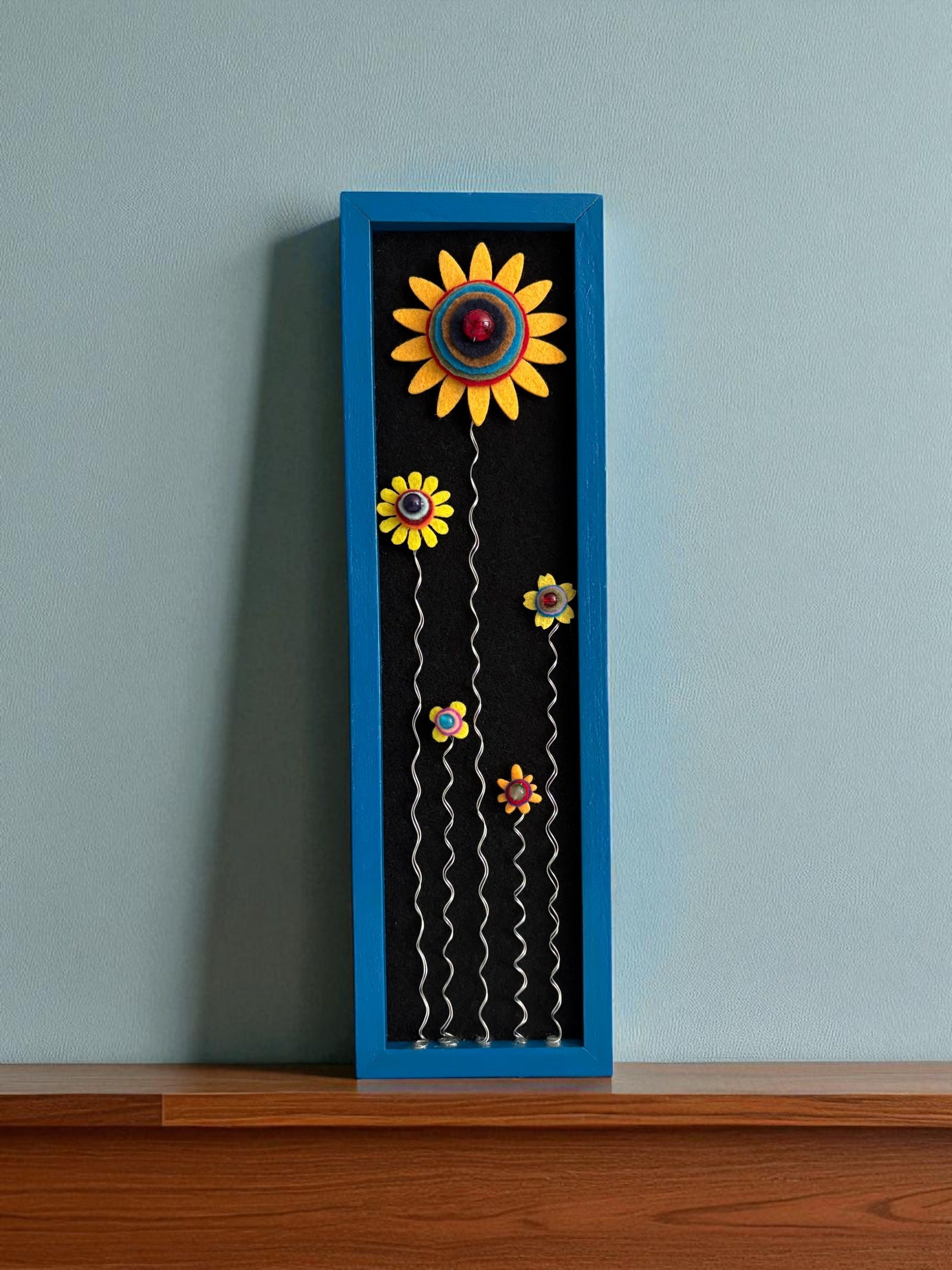 Blue Frame with Yellow Flowers