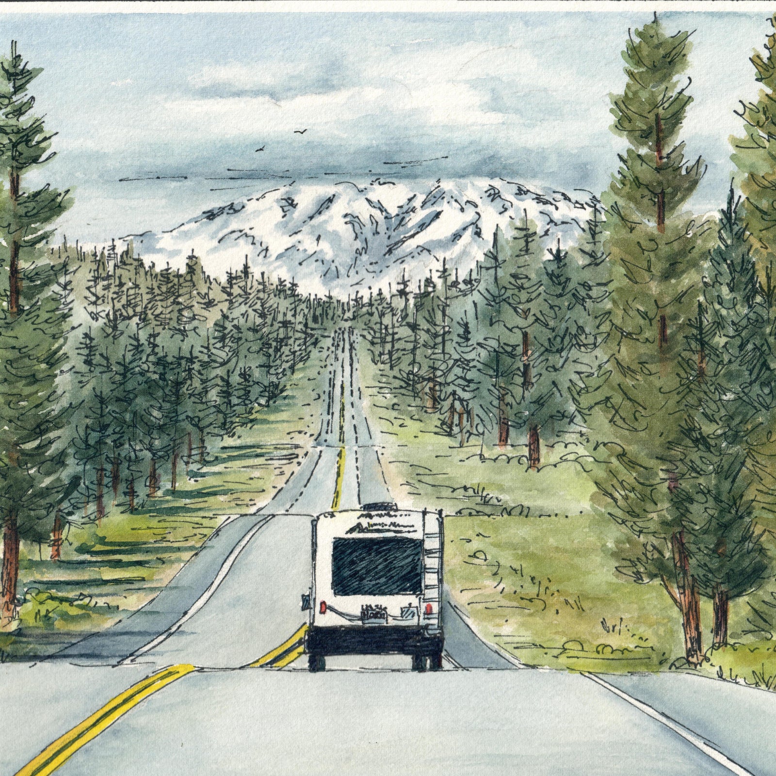 102 Watercolor Summertime Travel (pen & ink) Art Class Thur. 7.16.26 @ 1P