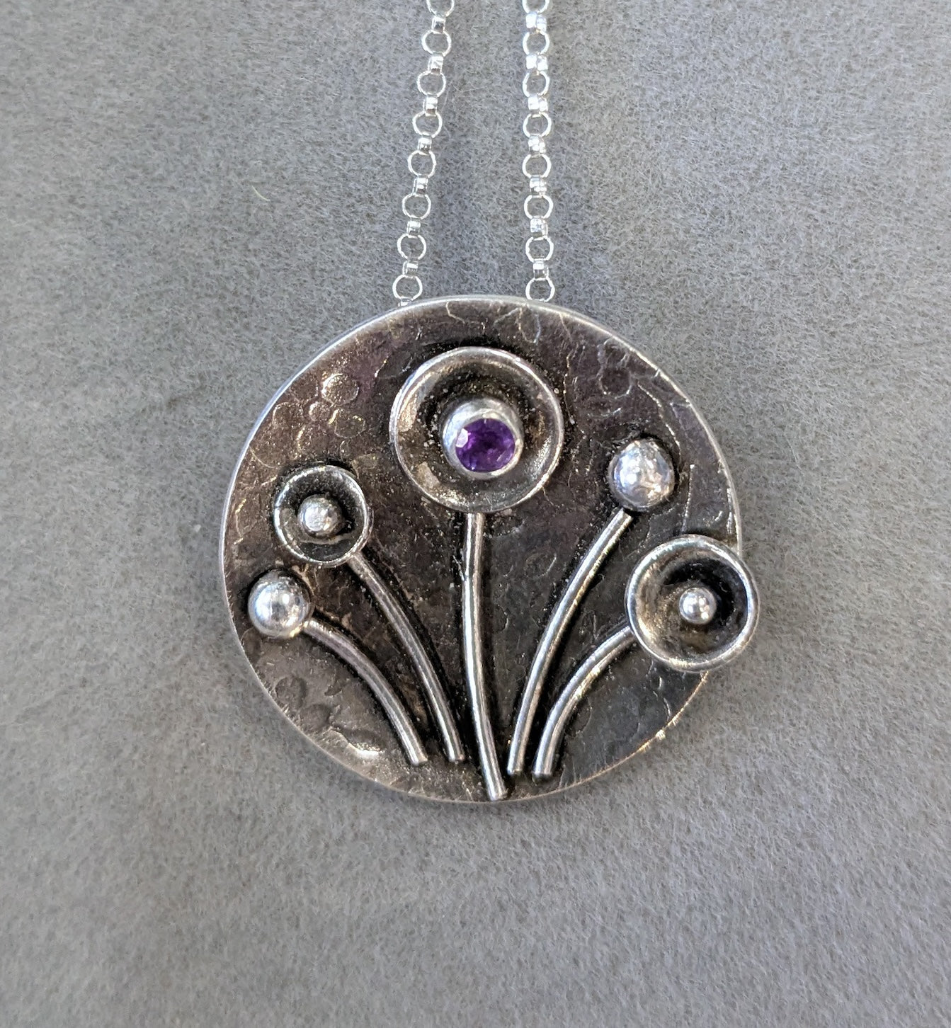 Bouquet Amethyst Round Small Pendant