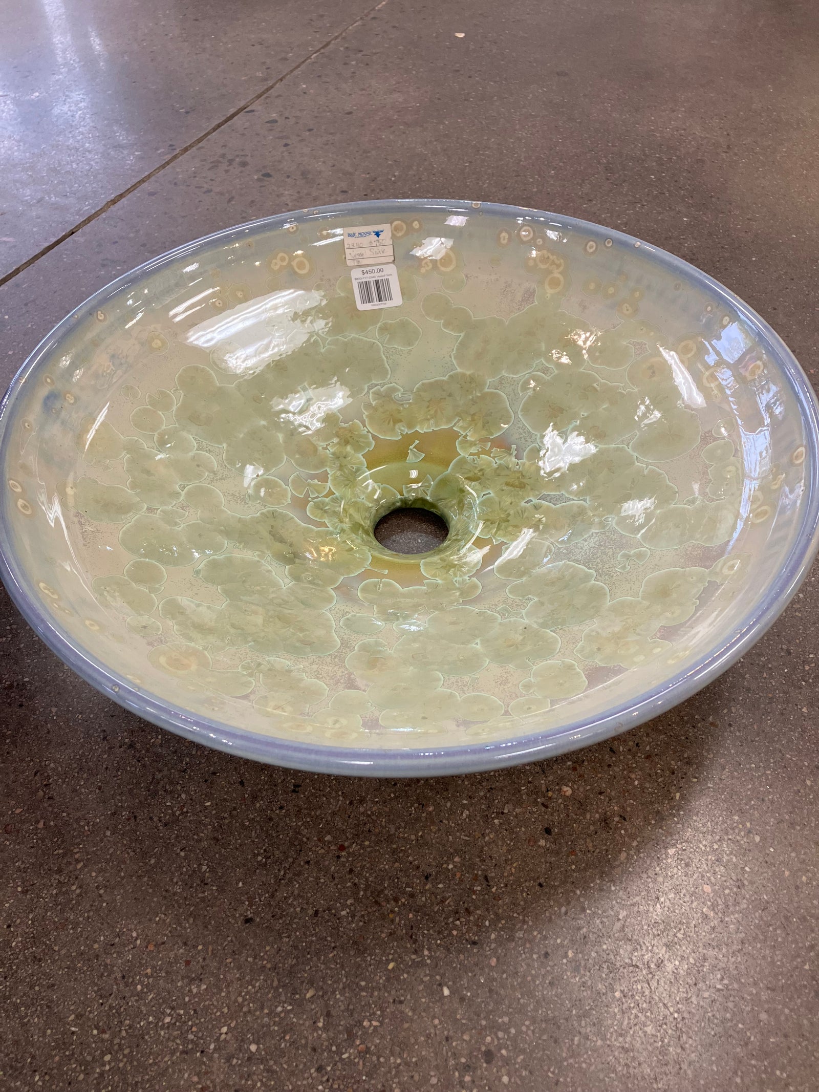 Vessel Sink green crystalline #2340