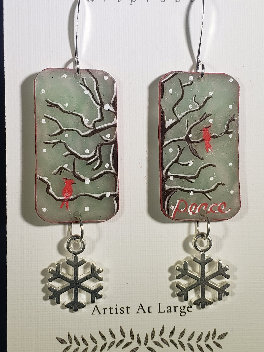 C31 Cardinal Christmas earrings