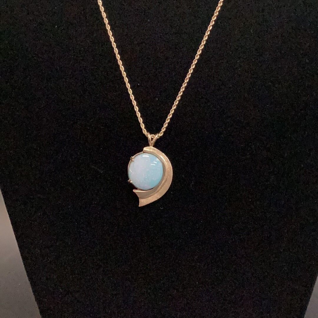 Necklace Ethiopian Opal with White Solitaire