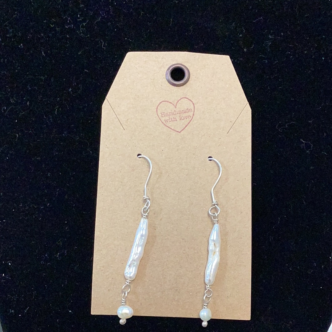 Fresh water pearl and sterling silver earrings