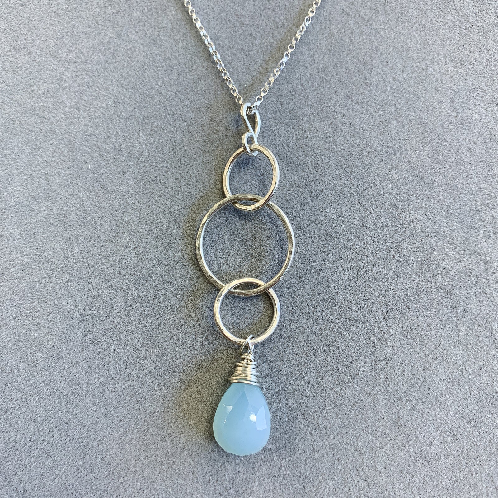 Silver Hoops with Chalcedony Necklace
